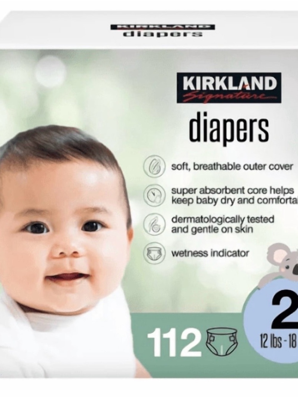 Kirkland Signature Diapers in White and Light Green